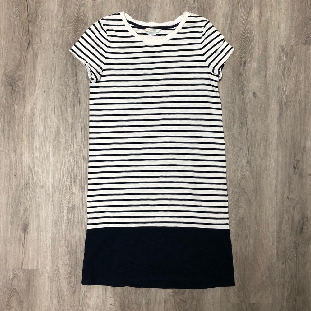 Boden Size 6 Dress Navy Blue White Striped T Shirt Dress Sundress Nautical Comfy